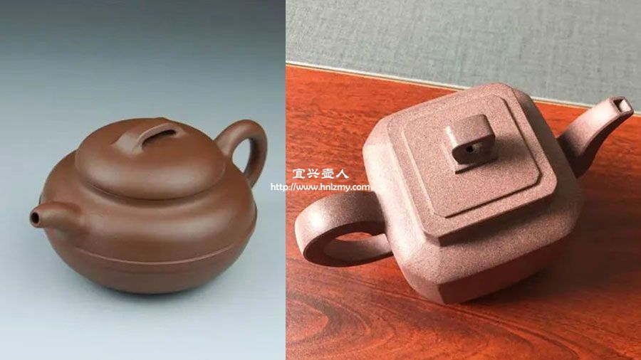 紫砂壺方壺與圓壺的對比圖