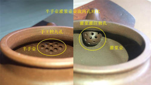 灌漿壺和半手工壺出水孔對比圖解
